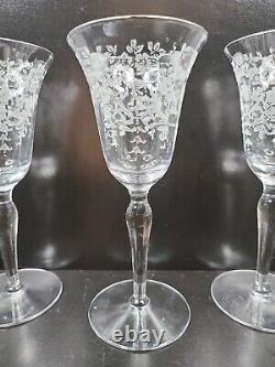 12 Morgantown Mikado Wine Glasses Set Depression Etch Facet Stemware Vintage Lot