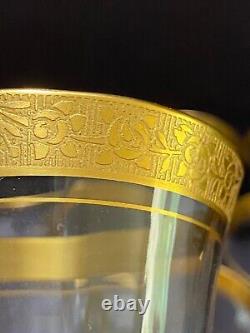 12 Tiffin Franciscan RAMBLER ROSE WATER WINE GLASSES 6 3/4 Vintage Gold Rim 7oz