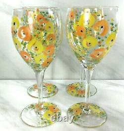 1970s Set of 4 signed Gloria Vanderbilt Forever Thine stem wine glasses RARE