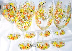 1970s Set of 7 signed Gloria Vanderbilt Forever Thine stem wine glasses RARE