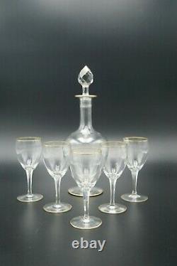 19th Baccarat Gold Art Crystal Madere Wine Set 1 Decanter 5 Glasses France Num