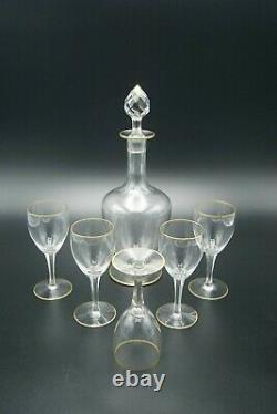 19th Baccarat Gold Art Crystal Madere Wine Set 1 Decanter 5 Glasses France Num