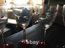 2008 GORHAM CRYSTAL Christmas Jewels 8.75 Water or Wine Goblets (set of 8)