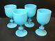 2. SET of 4 Portieux Vallerysthal PV French Blue Opaline 6.5 Glass Wine Goblets