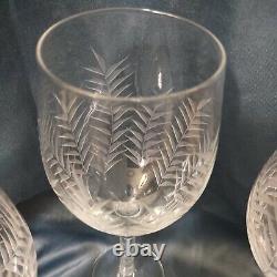 3 set RARE Authentic Tommy Bahama Etched Palm Wine Clear Glasses Goblet Coastal