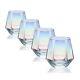 48Pcs Stemless Wine Glass Iridescent Glassware Rainbow Wine Glass 10oz Clear