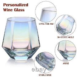48Pcs Stemless Wine Glass Iridescent Glassware Rainbow Wine Glass 10oz Clear
