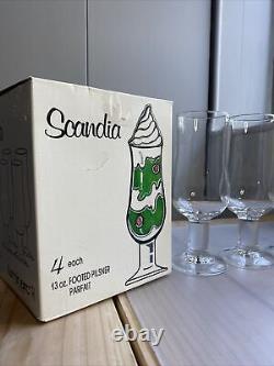 4 Luminarc Scandia Thick Stem Wine Glass Rare France Goblet Mid Century Barware