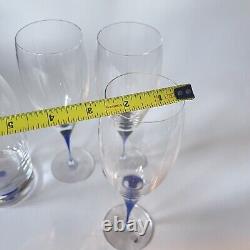 4 Pc Orrefors Intermezzo Blue 3 Wine Glasses and Carafe Set Signed Rare