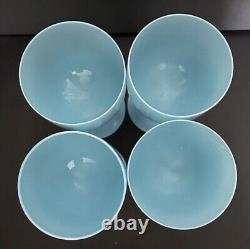 4 Portieux Vallerysthal Blue Opaline Water Goblets Wine Glasses PV France 6.5