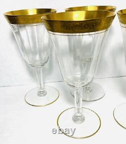 4 Set Encrusted Austrian Gold Rimmed Wine Glasses 1910-1920 Crystal 6 3/4 8 oz