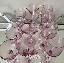 4 Sets Nwt Veneto Crystal Pink Wine, Coupe, Martini Glasses/cocktail Picks Bundle