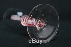 4 Wine Glasses 1770 Cranberry Red Air Twist Antique Georgian Set Port Sherry