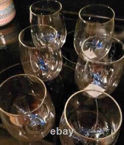 6- 3D Stemless Shark Wine Glass -Art Glass Handmade Crystal Blue Shark By TwoCo