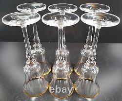 6 Mikasa Jamestown Clear Gold Trim Wine Glasses Set Elegant Hand Blown Stemware