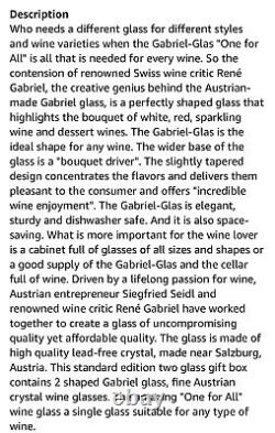 6 NIB Gabriel-Glas Austrian Lead-Free Crystal Wine Glasses Standart Edition