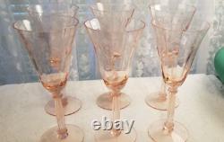 6 Pink Wine/Water Tiffin Glasses