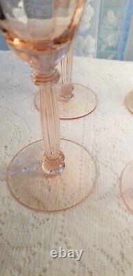 6 Pink Wine/Water Tiffin Glasses