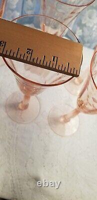 6 Pink Wine/Water Tiffin Glasses