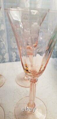 6 Pink Wine/Water Tiffin Glasses