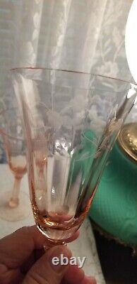 6 Pink Wine/Water Tiffin Glasses