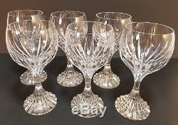 6pc Set Baccarat Crystal Massena Claret Red Wine Glasses 6 1/2 Goblet Exquisite