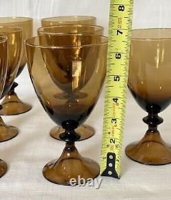 7 Diane von Fürstenberg DVF designed hand blown amber colored wine glasses