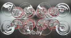 (8) Pier 1 Swirline Red Balloon Wine Glasses Set Elegant Drinking Stemware Lot