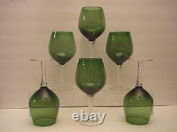 AIR TWIST STEM by Unknown Manufacturer GREEN WINE GLASSES 8 1/2 SET / 6