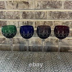 AJKA ARABELLA BOHEMIAN Lead CRYSTAL WINE GLASSES. SET OF 4 MULTICOLORED Hungary