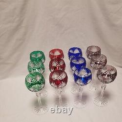 AJKA Crystal Caroline Wine Glasses Set of 12 Ruby Red Blue Green Purple