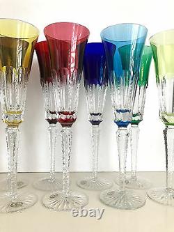 AJKA LYNN CASED CUT TO CLEAR ALL COLORS CRYSTAL WATER WINE Set of 8