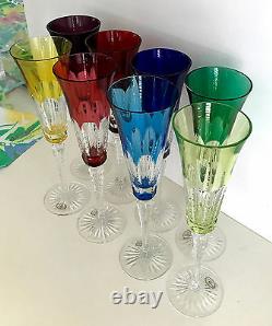AJKA LYNN CASED CUT TO CLEAR ALL COLORS CRYSTAL WATER WINE Set of 8