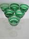 AJKA RONAI EMERALD GREEN CASED CUT TO CLEAR CRYSTAL WINE GOBLETS Set of 6