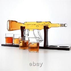 AK47 Gun Decanter Pistol Shape Wine Bottle Drinks Set Four Shots Glasses And One