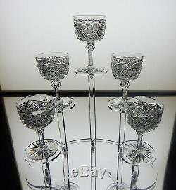 AMERICAN BRILLIANT cut glass wine stems set of (5) by Pitkin & Brooks in Niacara