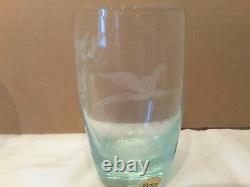 A Set of Four Moser Etched Pheasant Beryl Highball/Stemless Wine Glasses