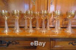 A Set of Twelve Fritz Heckert Bohemian Wine Glasses Decoration by Oskar Jummel