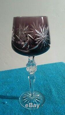 Ajka Crystal Wine Glasses Bohemian Cut Glass Set of 6. 24% PbO