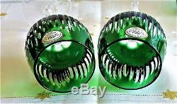 Ajka Lead Crystal Emerald Green Cased Cut To Clear Wine Hocks, Set Of 6, Signed
