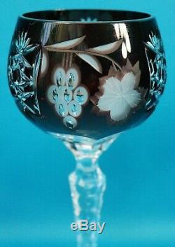Ajka Marsala Bohemian Cut Crystal Wine Goblet 8 1/4 Set of 4
