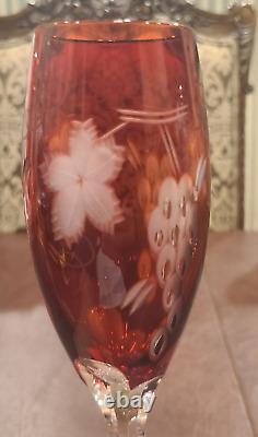 Ajka Marsala Champagne Flutes Crystal in Ruby Red Set of 4