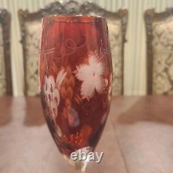 Ajka Marsala Champagne Flutes Crystal in Ruby Red Set of 4