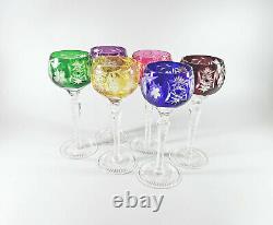 Ajka Patchwork Marsala Cut To Clear Crystal Wine Glass Set Of 6! (bt038)