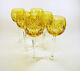 Ajka Rilette Louboutin Amber Gold Cased Cut To Clear Wine Goblet Glass Set Of 6
