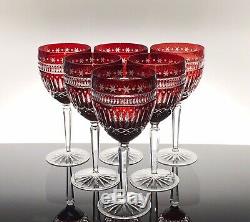 Ajka Serenity Star for Waterford Crystal SET OF 6 Wine Goblet Red Cut to Clear