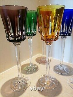 Ajka Wine Glasses Hocks Goblets Cut To Clear Bohemiam Multi-color Set Of 6