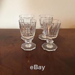 Antique Crystal White Wine Stem Glass Goblet Set of 4 Facet Cut