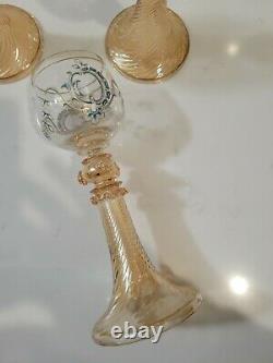 Antique Moser Bohemian Set of 6 Wine Glass Stems c1880