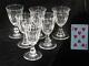 Antique Red Wine Glass Cut Fluting, Panals mid late 19th Clear Crystal Set 6
